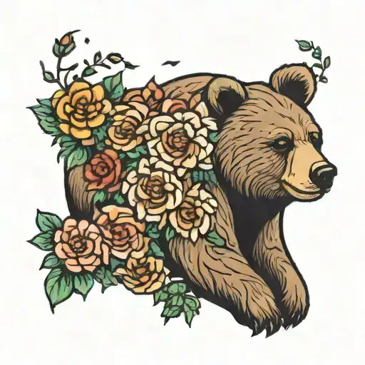 Momma Bear With Flowers