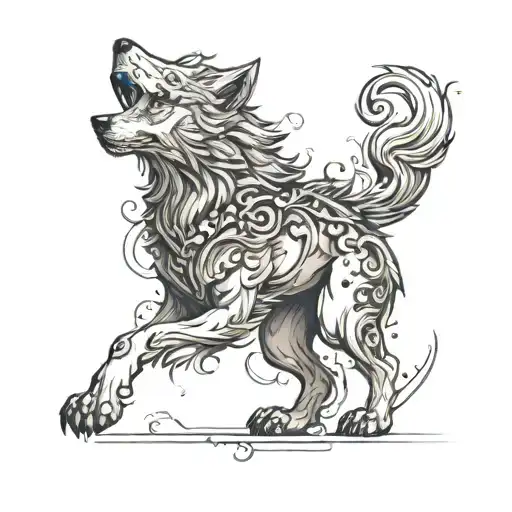 Mythical Wolf Tattoo Sketch
