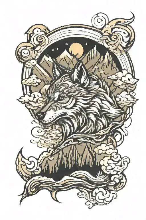 Wolf And Mountain Range