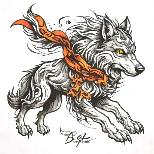 Mythical Wolf Tattoo Sketch