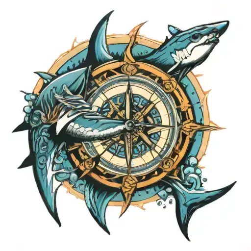 Shark And Ocean Compass