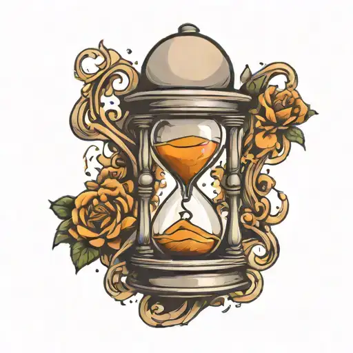 Old School Hourglass With Melting Clock
