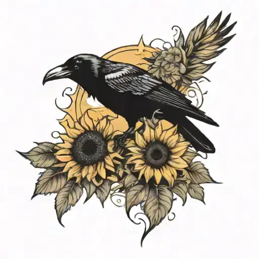 Raven And Sunflower