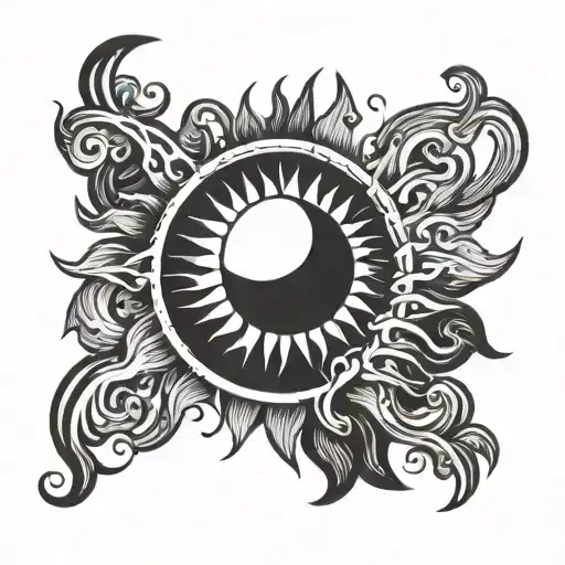 Sun With Smoke Around Black And White Minimalism