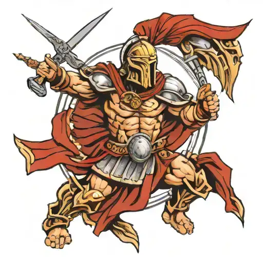 Spartan Warrior With Small Soldiers Underneath