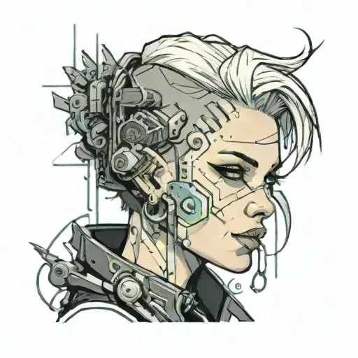 Cyberpunk Girl Face Short Hair