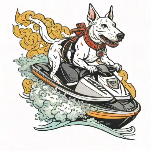 Bull Terrier Riding Jet Ski