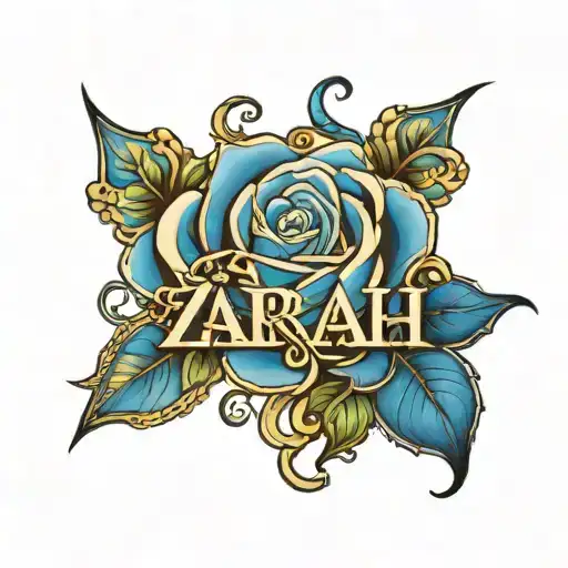 Zarah Name With A Blue Rose