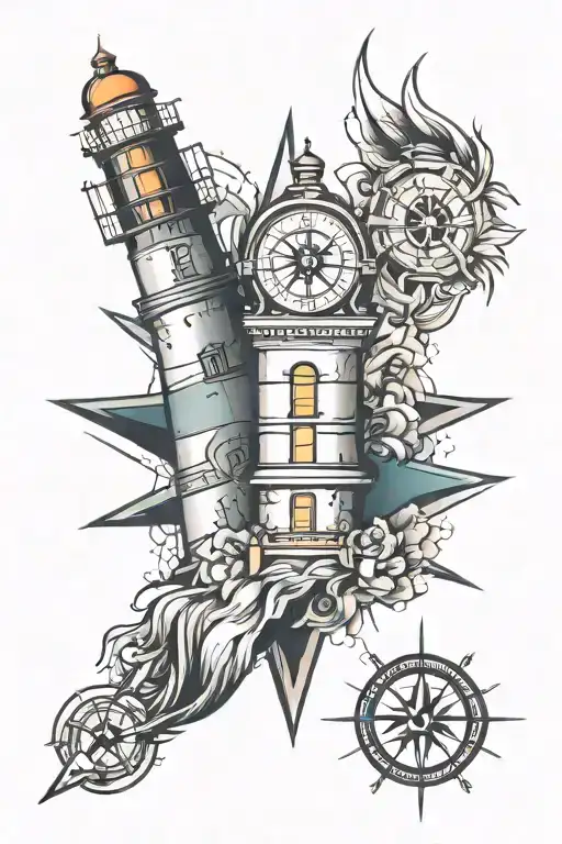 Lighthouse And Compass