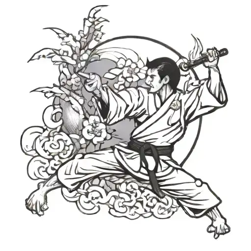 Karate Blackbelt And Moon