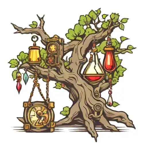 Tree Branch With Hanging Magic Items