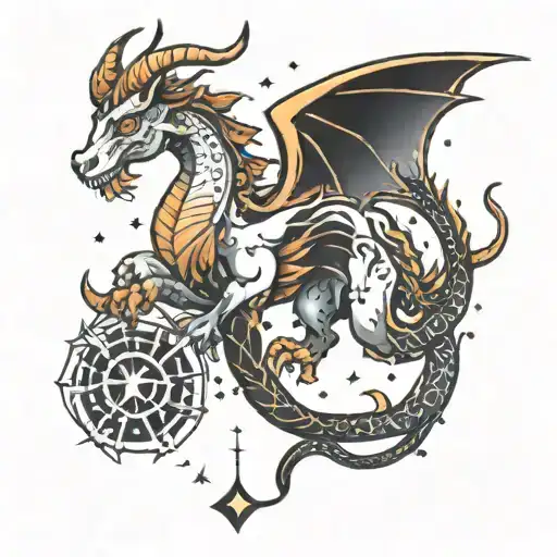 Capricorn Constellation With A Dragon