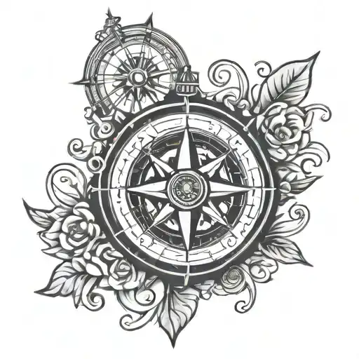 Compass Rose Clock Face
