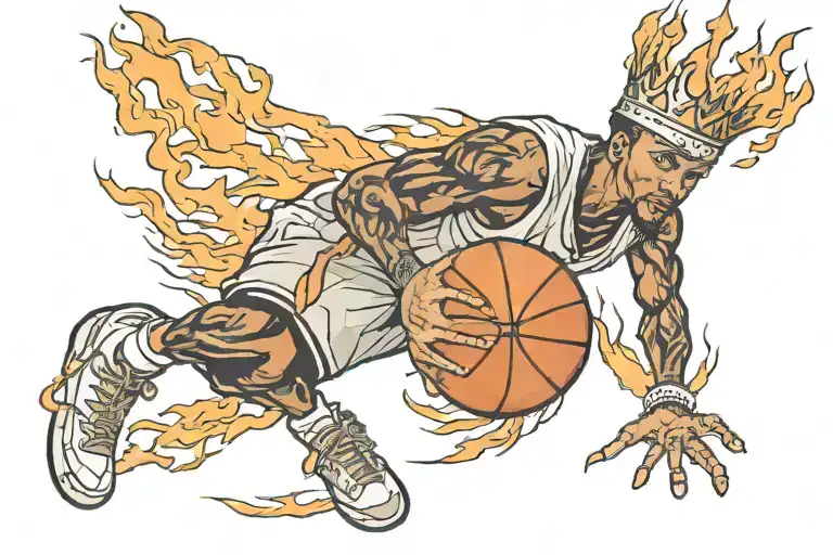 Man Man The Hood Prodigy Flaming Basketball With A Crown