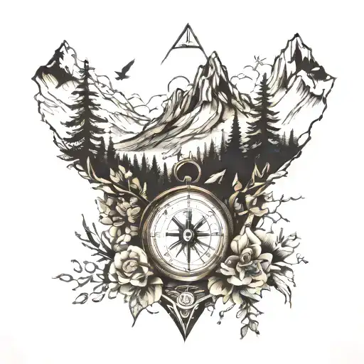 Compass Mountains Road Forest