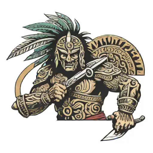 Mexica Warrior Wielding A Sword