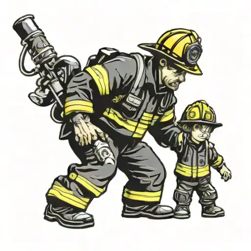 Firefighter Holding Child's Hand