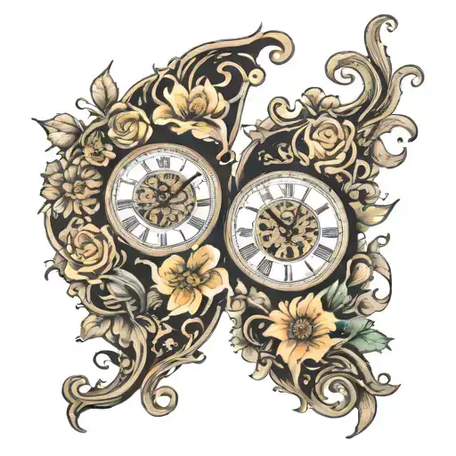Arm Sleeve Blackout Flowers Clocks Side By Side