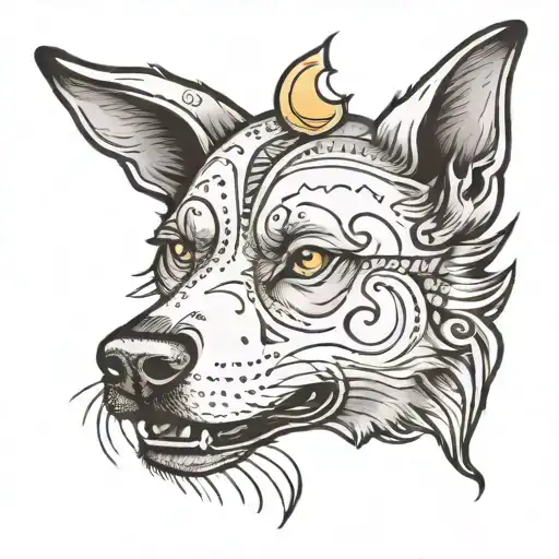 Dog Head With Moon On Forehead