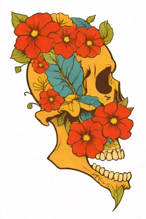 Skull With Wildflowers