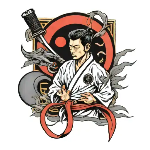 Karate Blackbelt And Moon