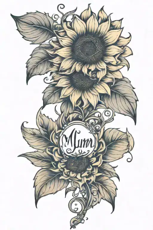 Sunflower With Mum Written Inside