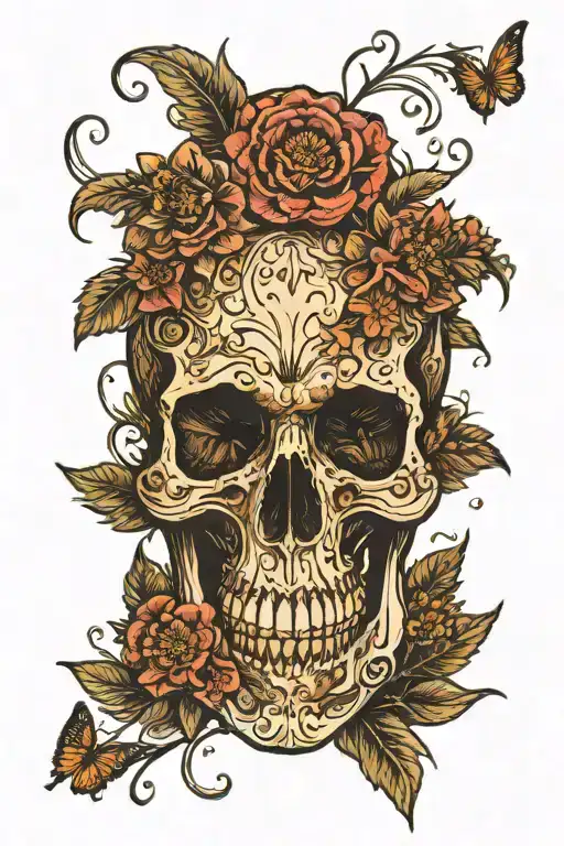 Skull With Wildflowers