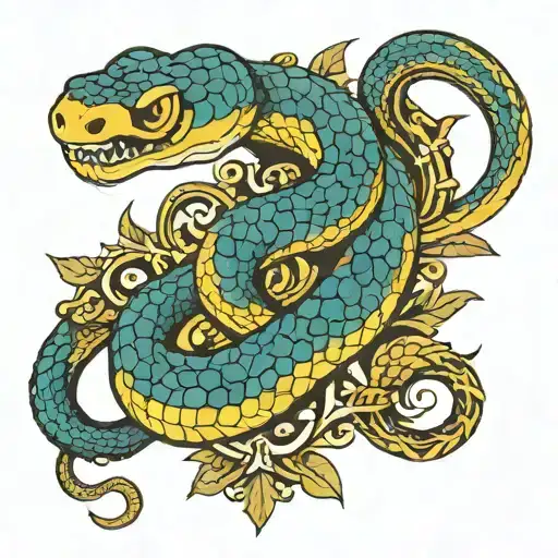 Snake Tatto With Tribal Roots