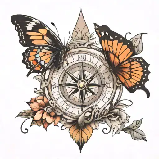 Butterfly And Compass