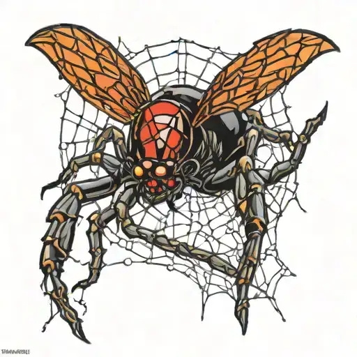 Black Widow Crawling Out Of Web