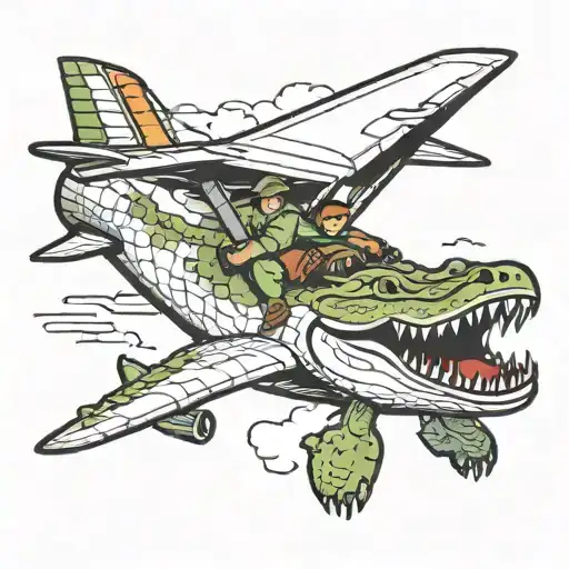 Alligator Biting Airplane Flying