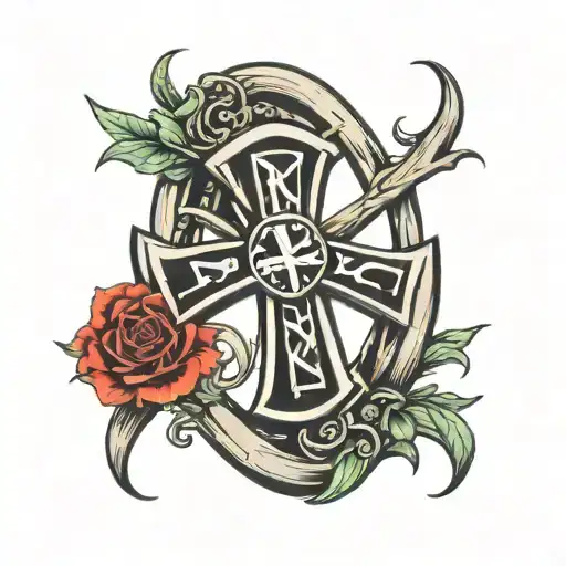 Black Cross In A Horseshoe With The Letters Rhec Next To It