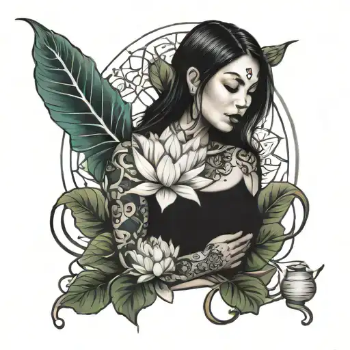 Unalome Woman With Lotus