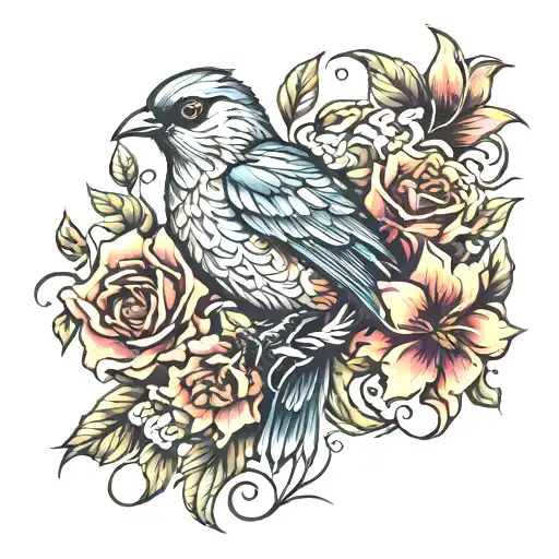 Flowers Morphing Into Bird