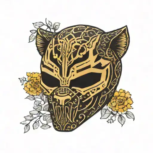 Surrounded By Dandelions There Is A Black Panther Playing A Football Helmet Shape Guitar
