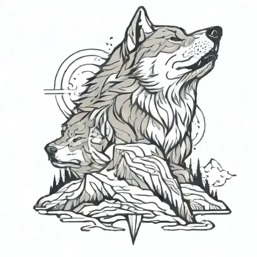 The Face Of A Wolf And A Mountain In The Background