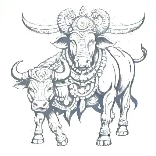 Nandi Bull Infront Of Kedarnath