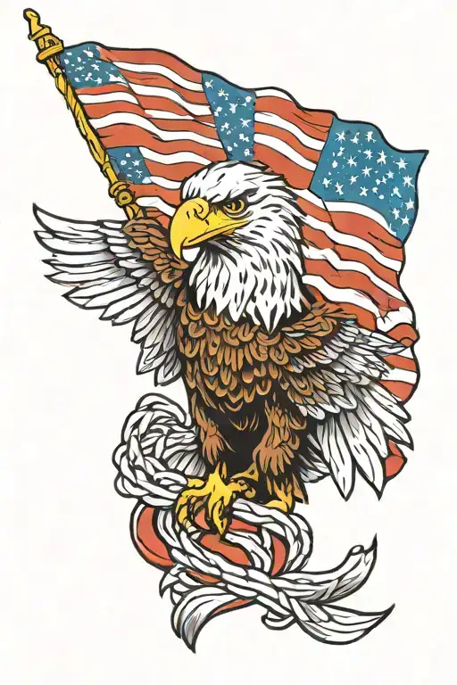 American Bald Eagle Usa And Brasil Flag Intertwined