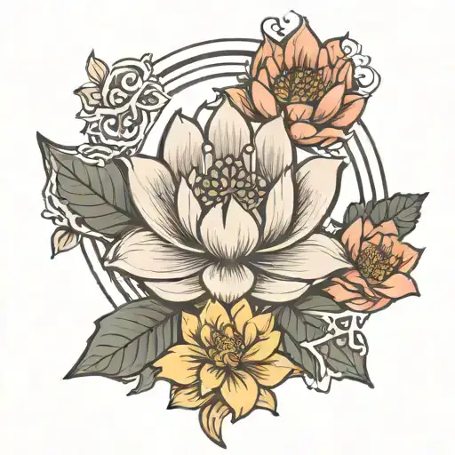 12-21-89 In Roman Numerals With Shading And A Lotus Flower