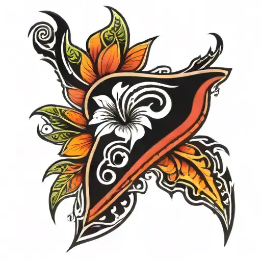 Hawaiian Tribal Side Neck