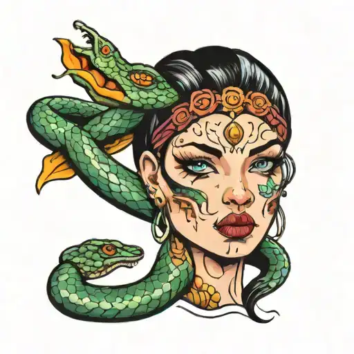 Woman With Snake In Her Hand