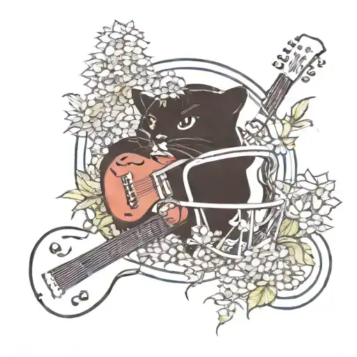 Surrounded By Dandelions There Is A Panther Playing A Guitar With A Football Helmet