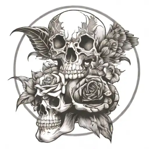 Mexican Skull With Flowers
