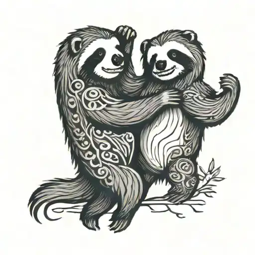 A Sloth And A Bear Dancing Together