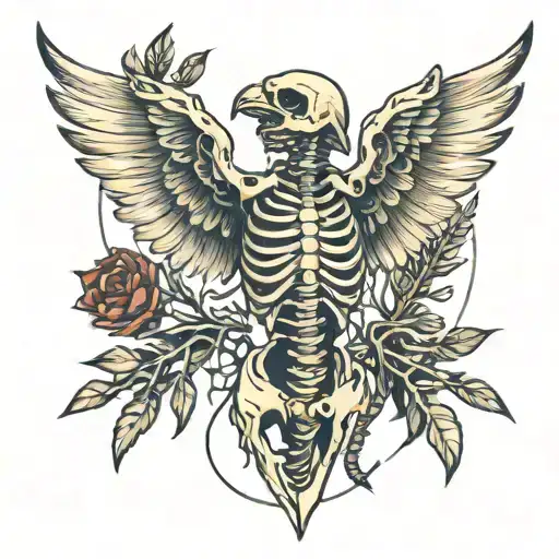 Bird Skeleton With Arrow Through Ribcage