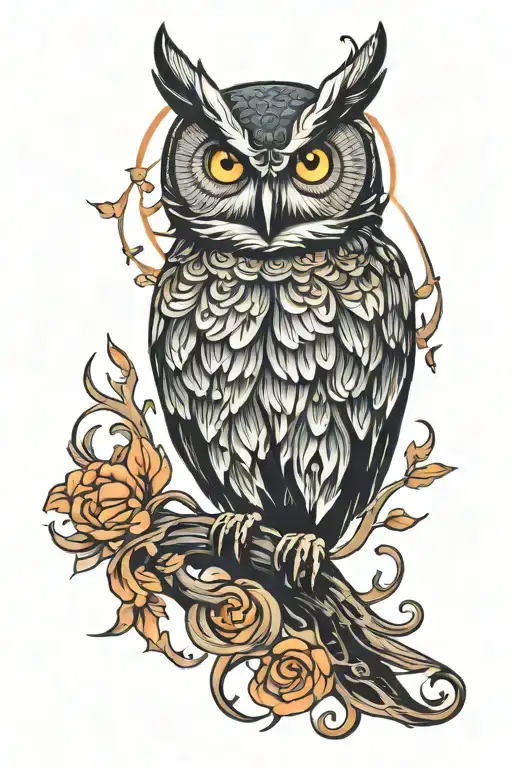 Gothic Style Tattoo Of An Owl Ascending From Darkness Into A Bright One