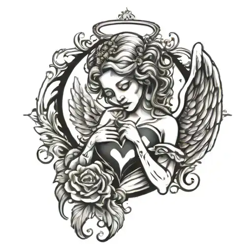 A Black And White Angel With A Broken Heart