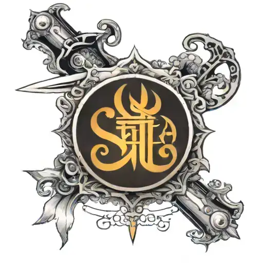 Samrajya Written In Hindi Font On The Sword Going In The Chest