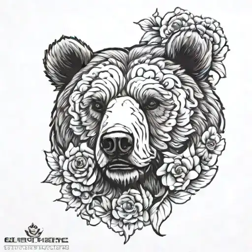 Bear Face And Marigolds