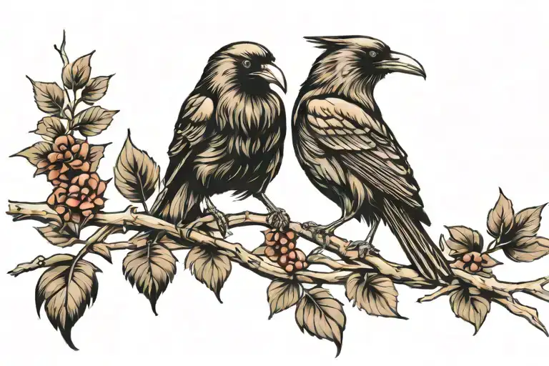 Raven And Tree Branch